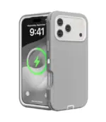 Funda 17 pro Max/18 Pro Max gris claro con borde blanco (DUALPRO) - Imagen 2