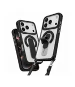 Funda 17 pro Max matte con soporte magsafe y borde negro - Imagen 2