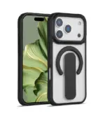 Funda 17 pro Max matte con soporte magsafe y borde negro
