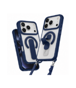 Funda 17 pro Max matte con soporte magsafe y borde azul oscuro - Imagen 2