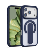 Funda 17 pro Max matte con soporte magsafe y borde azul oscuro