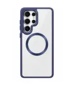 Funda samsung galaxy s26 ultra transparente con magsafe y borde azul oscuro