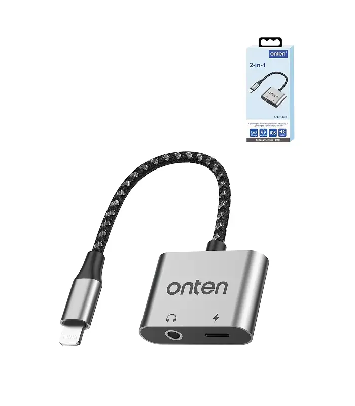 OTN-132 Adaptador 2 en 1 Lightning a AUX y Audífonos - Imagen 1