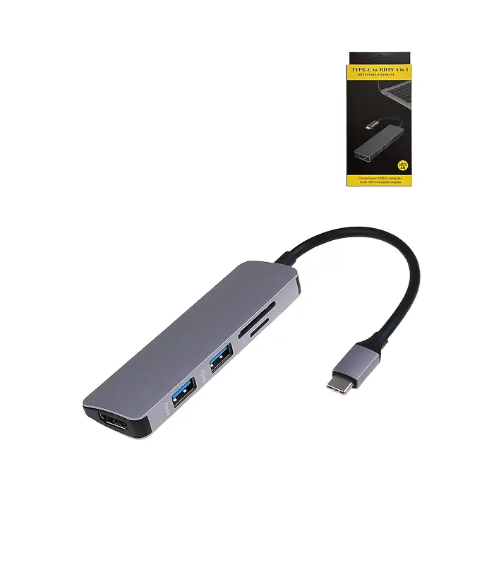 TCHUB-1 Adaptador Multipuerto USB-C 5 en 1 con HDMI 4K y Lector de Tarjetas - Imagen 1